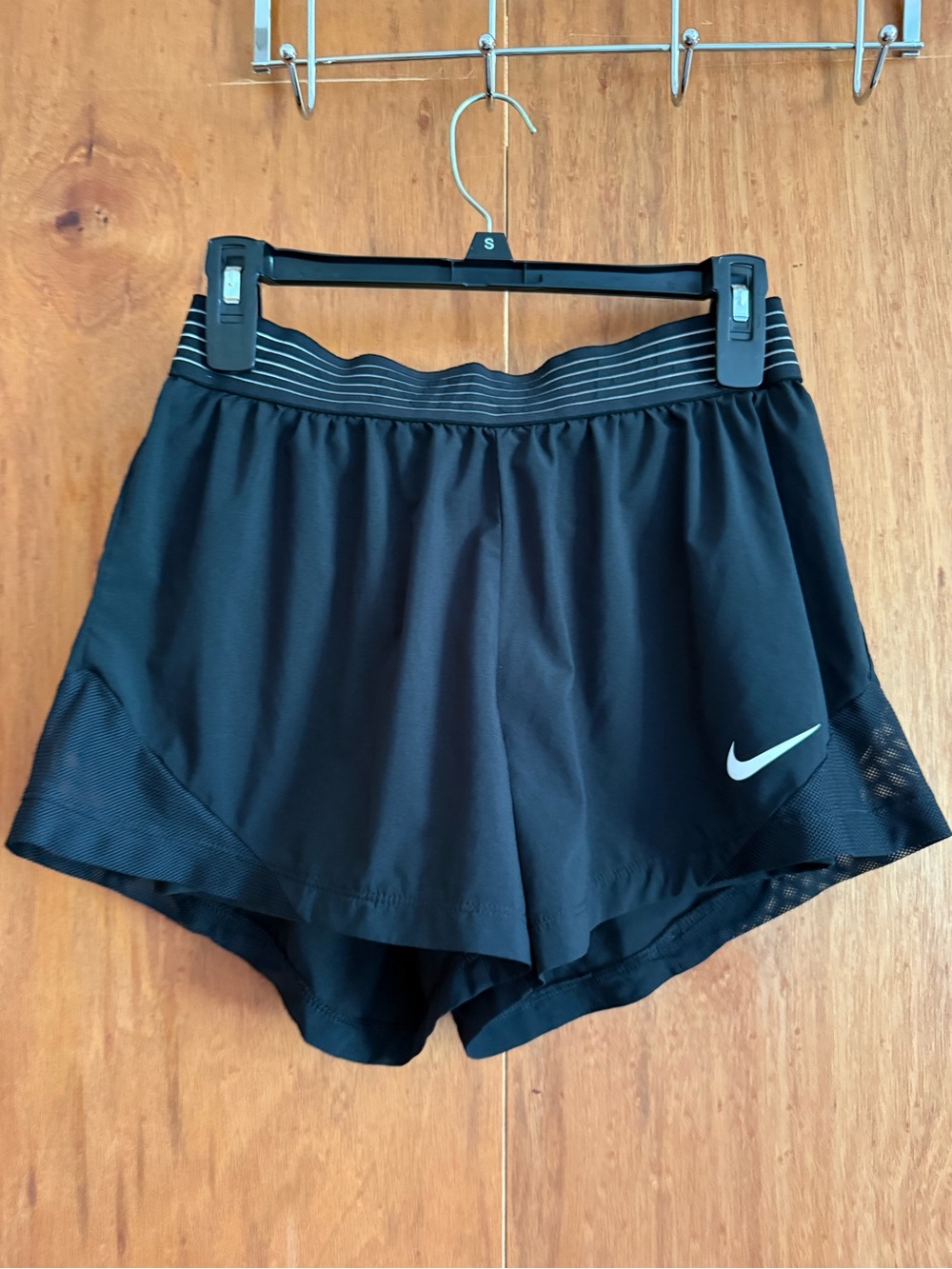 Nike Black Women's Athletic Shorts with White Swoosh
